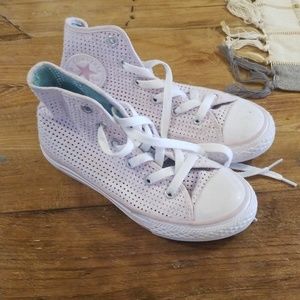 Super fun light pink Converse high tops
